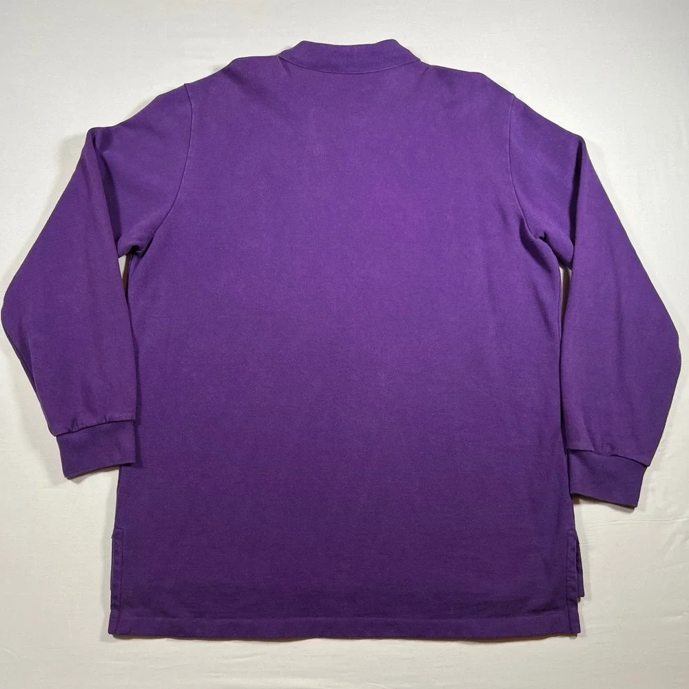Polo Ralph Lauren Men XXL Purple Fleece Lined Heavyweight Long Sleeve Polo Shirt